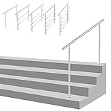 geländer chromstahl handlauf Höhe: 105 cm inkl. Handlauf Treppengeländer Edelstahl Handlauf Geländer Balkongeländer Aufmontage Treppe, Länge:160 cm;Anzahl Streben:0