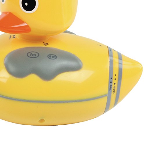 Duschradio-Ente Badeente Badradio / Wasserdicht nach IPX5 / Badespass für Kinder und Erwachsene / UKW-MW-Tuner / Tragbar und Batteriebetrieben / Lustig: Radio startet beim Halsumdrehen der Ente - 5