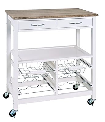 Haku 40331 Chariot de cuisine en MDF Blanc 37 x 68 x 84 cm