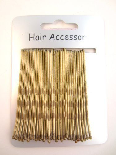 Card of 30 gold tone blonde hair slides kirby grips bun pins