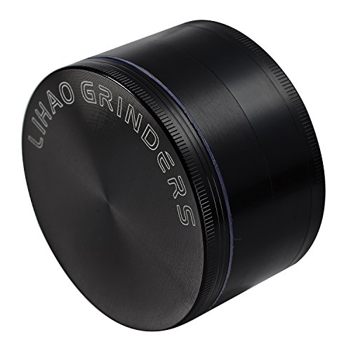 LIHAO Pollen Grinder 3″ Groß 75mm Crusher für Spice,Kräuter,Gewürze,Kaffee,Herb 4-teiliges Set mit Schaber (Schwarz) - 5