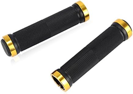 Mountain Bike Grips Lock on Bicycle Handlebar Grip also for BMX Floding Bike, Double Locking,for the diameter 20-22mm handlebar(gold)