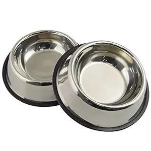 MLife Stainless Steel Dog Bowl with Rubber Base for Small/Medium/Large Dogs, Pets Feeder Bowl and Water Bowl Perfect Choice (set of 2) M