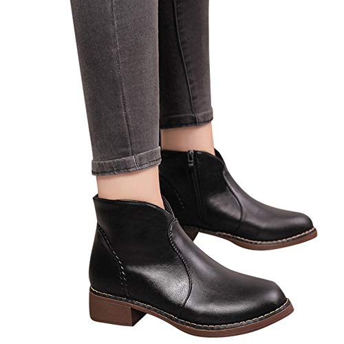 Preisvergleich Produktbild TianWlio Damen Stiefel Stiefeletten Frauen Mode Solides Leder Mittelreißverschluss Dicke Martin Stiefel Runde Zehe Schuhe