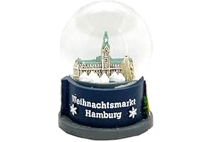 Minium Collection Souvenir Schneekugel Hansestadt Hamburg Weihnachtsmarkt Rathaus Jungfernstieg Reiseandenken Souvenir Mitbringsel Städte Reise Andenken 65mm - 30022x Schüttelkugel - Luftblase