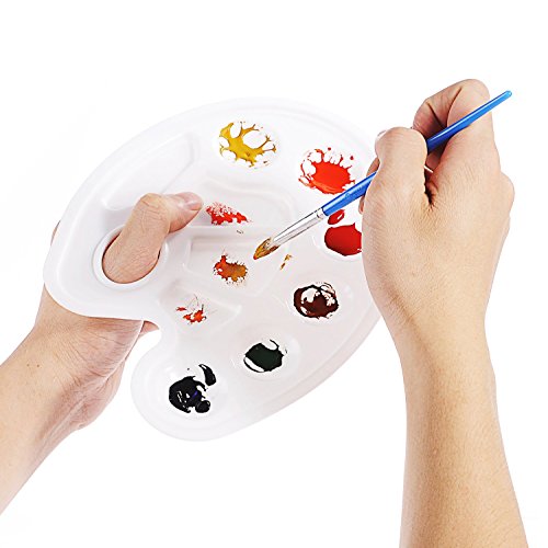 GWHOLE 3er Set Mischpaletten Palette Kunststoff Malsets mit 10 Mulden, Griffloch - 5