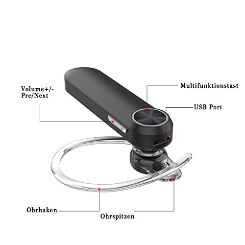 Auriculares Bluetooth DOY Manos Libres Bluetooth Oreja con Mic 18 horas de tiempo de conversaci n y 800 Horas en espera para Trabajar para iPhone Samsung y otros dispostivos Bluetoot--Negros Auriculares Bluetooth DOY Manos Libres Bluetooth Oreja con Mic 18 horas de tiempo de conversaci n y 800 Horas en espera para Trabajar para iPhone Samsung y otros dispostivos Bluetoot--Negros