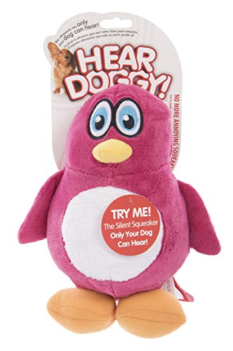 goDog Hear Doggy Plush Penguin Ultrasonic Dog Toy, Large, Pink