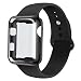 Produktbild INZAKI Kompatibel für Apple Watch Armband mit Hülle 38mm,Soft Silikon Classic Sportarmband Ersatz Uhrenarmbänder mit Displayschutz Schlankes case für iWatch Series 3/2/1,Sport,Edition,S/M,M/L,Schwarz