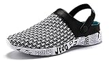  Gaatpot Herren Clogs Hausschuhe Freizeit Slides Mesh Sandalen Sommer Outdoor Flach Pantoletten Sports Strand Schuhe Schwarz & Silber 39 EU =40 CN