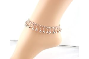 EQLEF Bell Fußkettchen für Frauen Fashion Plated Diamanten Bells Fußkettchen für Frau 2 Stück