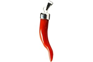 gioiellitaly Cornetto portafortuna in corallo rosso del Mediterraneo e argento 925 ciondolo uomo donna corallo vero lunghezza 2,5 cm circa