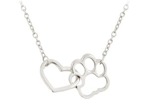 ShiQiao Spl Paw Print Necklace for Women Love Heart Necklace Dog Pet Memorial Gifts for Daughter Best Friend Birthday Christmas Gifts Silver Gold Necklace
