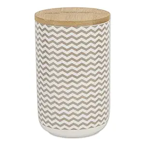 Bone Dry Ceramic Pet Collection Chevron, Treat Canister, 4x6.5, Stone
