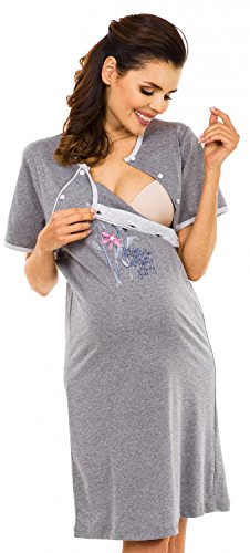 Zeta Ville - Women's Maternity Nursing Nightdress Breastfeeding Nightie - 362c (Graphite, UK 14/16)