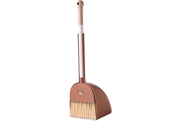 LuwecfMini Balai avec Pelle à Poussière pour Enfants, Petit Ensemble d'aide au Ménage, Ensemble de Nettoyage en Plastique pour Nettoyage Domestique et Faire, Ours