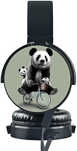 Panda Riding a Bicycle Headset, [KOSUNG] Customized Headphones with Soft Earmuffs Hands-free Phone Calls Ideal For iPhone X, iPhone 8, iPhone 8 Plus, Samsung Galaxy Note 8, Samsung Galaxy S8/S8 Plus etc.