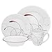 Produktbild Corelle Geschirr-Set Splendor Round aus Vitrelle-Glas für 4 Personen 16-teilig, splitter- und bruchfest, rot/grau