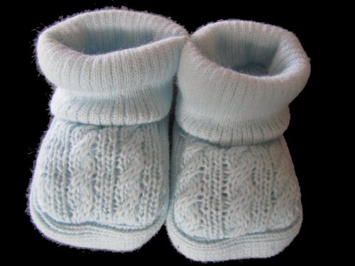 (POWDER BLUE)Baby's Knitted Booties 0-3 months