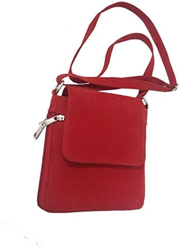 Essart PU Leather Suede Finish Travel Sling Bag/Travel Pouch with Expandable Zipp Compartment - Red