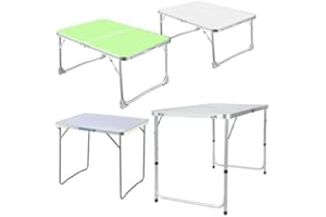 SK STORE 4ft Folding Table 3 Heights Adjustable Portable Lightweight Table Indoor & Outdoor for Camping Picnic Garden Kitchen Catering Party Market Event Buffet Dining BBQ