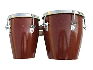 Master Stock super band 7 Inch Professional Two Piece Hand Made Wooden Bango Drum Set (Brown)