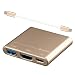 Produktbild Mokiro Tragbarer USB-C Digital AV Multiport Adapter (USB 3.1 Typ C auf HDMI & USB 3.0) Typ C Kabel 3.0 PD Konverter Hub Ladekabel für 30,5 cm MacBook und Chromebook Pixel Laptop (Gold)