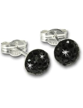 SilberDream Glitzer Ohrstecker schwarz Preciosa Zirkonia Halbkugel Sterling Silber 925 Ohrring GSO221S
