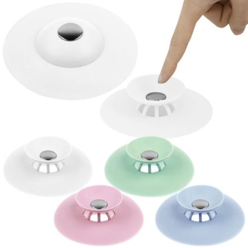 Q4U ® 2 in1 Silikon Badewanne Ablauf Stop & Badezimmer Haar Catcher Abfluss Sieb Displayschutzfolie weiß - 2