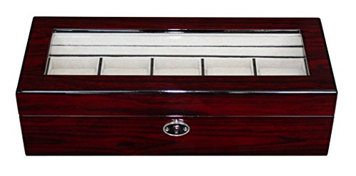 Edle Uhrenbox Holz Für 5 Uhren Sichtfenster Echtglas Kirsche Uhrenschatulle Uhrenvitine