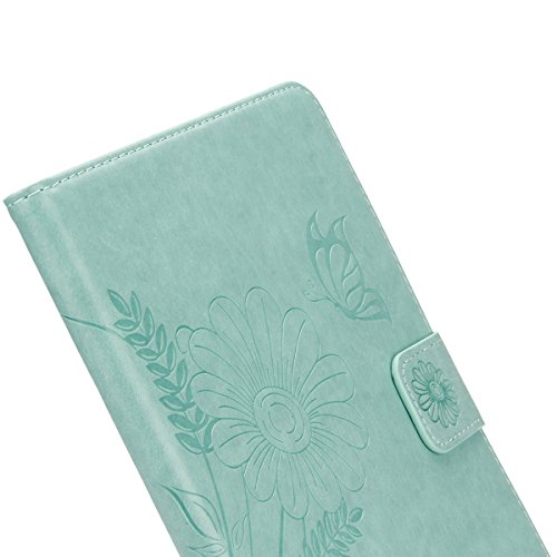 Galaxy Tab S2 8,0 Hülle Case,Samsung Galaxy Tab S2 8,0 Leder Tasche Brieftasche Schutzhülle,Ukayfe Prägung Schmetterling Blumen Malerei Muster PU Lederhülle Flip Wallet Case im Bookstyle Cover Hüllen Lederhülle Schale Stand Ständer Etui Karten Slot Smart Shell Cover Schutzhülle Etui Tasche für Samsung Galaxy Tab S2 8,0 Zoll T710 / T715 / T719, Grün - 5
