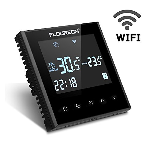 Preisvergleich Produktbild FLOUREON Heizungsthermostat mit LCD- Touchscreen und Hintergrundbeleuchtung, wöchentlich und täglich programmierbar. Für Zentralheizung und Fußbodenheizung und als Temperaturregler verwendbar.