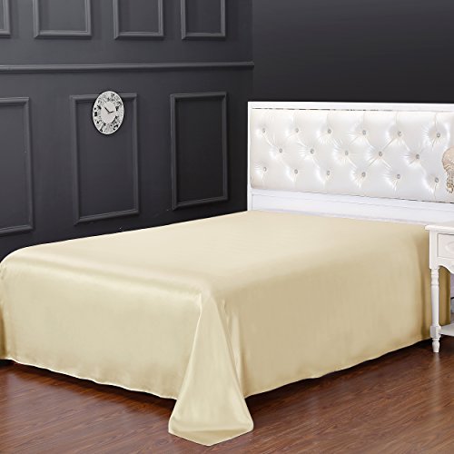 LILYSILK 100 Pure Mulberry Silk Flat Sheet for King 290x275cm Bed Seamless...