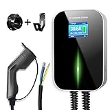 [Großes Display und EU Stecker] Mit großem LCD-Display können alle Daten Ihres Autos beim Laden gut auf der ev Ladestation angezeigt werden. Sie können den Ladestatus einschließlich Strom, Spannung und Temperatur sehen. Das 7,5 m lange Kabel mit EU Standard Stecker (IEC 62196-2) sorgt für genügend Abstand zwischen Ihrem Auto und Ladestation, was bequem für den täglichen Gebrauch ist.