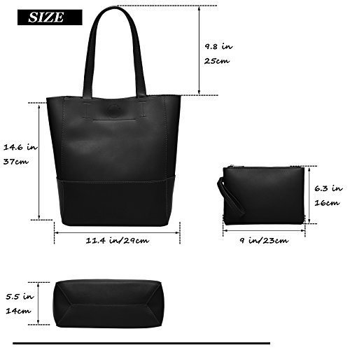 DCCN Damen Handtaschen Shopper PU Leder Messenger Bags Einkaufstasche mit ein klein Beutel Geldbörse - 4