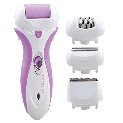 LaFlantine™ 4 in 1 Electric Device Epilator - Callus Remover - Shaver - Hair Clipper. Lady Everyday Care. Gently to All Kind of Skin. Wonderful Gift (Purple)