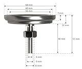 Grillthermometer bis 400 °C / 800 °F, Thermometer für alle Grills, Smoker, Räucherofen und Grillwagen, analog, Grillzubehör (Anzeige: Celsius und Fahrenheit) - 