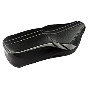 Elegant Leather Bolt Sports Bike Seat Cover for Hero Splendor (Black and Silver)
