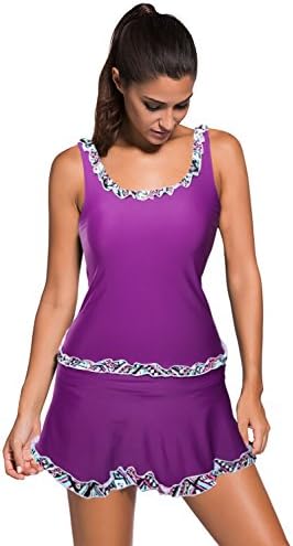 Ladies Retro One Piece Push Up Swimming Costume Dress Beachwear Plus Size Halterneck Swimwear(S-XXXL) (UK Size 12-14(M), Color 9)
