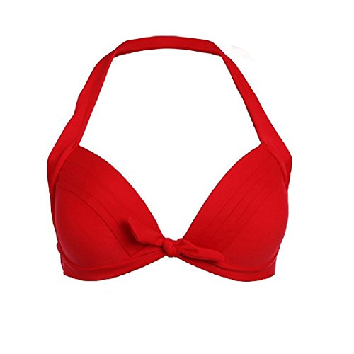 Gigileer Vintage 1950s Rockabilly Damen Bikini Oberteil Top Neckholder Push Up Bügellos