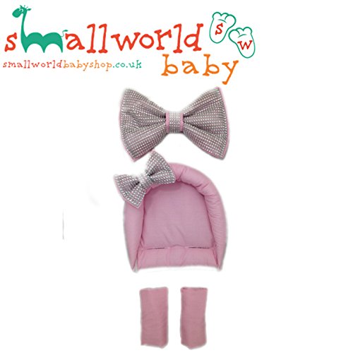 Pink Bling Baby Car Seat Head Hugger, Harness Pads And Bow