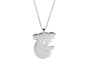 TEAMER Koala Collana con ciondolo in acciaio inossidabile con animali carini con figure stilizzate per donne e ragazze