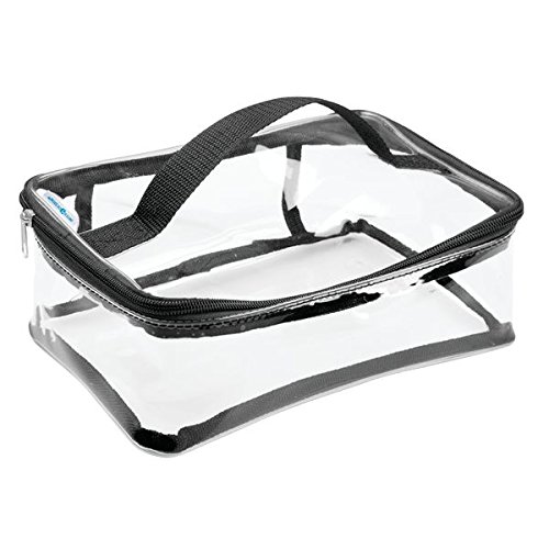 mDesign Reisetasche für Accessoires – Tasche für Strand, Pflegeprodukte oder Kosmetik – transparent / schwarz - 6