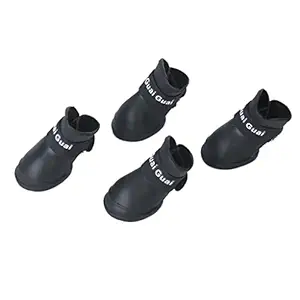 Generic Pet Dog Waterproof Skidproof Rain Shoes Boot Size S - Black