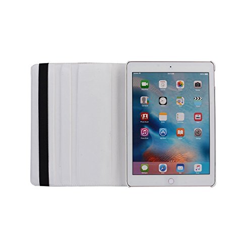 iPad Hülle,elecfan® Apple iPad 2 3 4 Smart Case Sleep / Wake Funktion 360 Grad drehbar Etui Kunstleder Schutz Hülle Ständer Displayschutz (iPad 2 3 4, Map-weiß) - 2