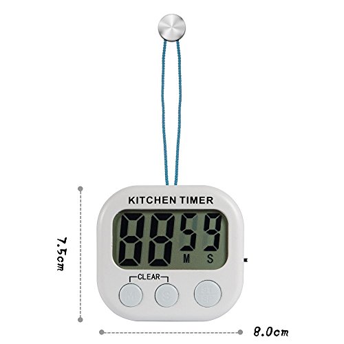 Giancomics Groß LCD Display Magnet Digitaler Kitchen Timer Küchentimer Küchenwecker Kurzzeitmesser Stoppuhr Elektronische Erinnerung Alarm (Weiß) - 5