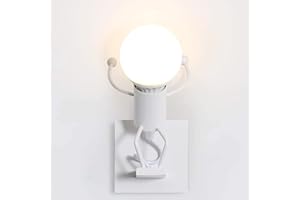 LZGS GO SWING BANDS Humanoid creative applique da parete moderna arte decorativa faretti murali industriali lampada max 60W E27 Lampadina per camera da letto camera dei bambini corridoio ristorante scale (Rétro Blanc)