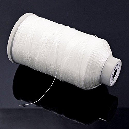 Allbusky Bonded Nylon Nähgarn Stark für Nähmaschine Hand Stitching Polsterung Outdoor-Markt Drapery Beading Gepäck Purses (Weiß) - 4