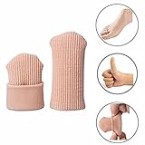 Makhry 4pcs Adjustable Cuttable Gel Toe and Finger Cap Lined Gel Toe Covers Sleeves Ribbed Knit Toe Caps Silopad Digital Caps (L)