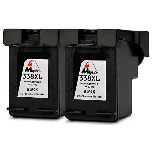 Mipelo Wiederaufbereitet HP 338 343 Hohe Ergiebigkeit Tintenpatronen (2 Schwarz) Kompatibel für HP Officejet 100 150 H470 7210, HP Deskjet 6620 6628, HP Photosmart 7850 8150 Drucker